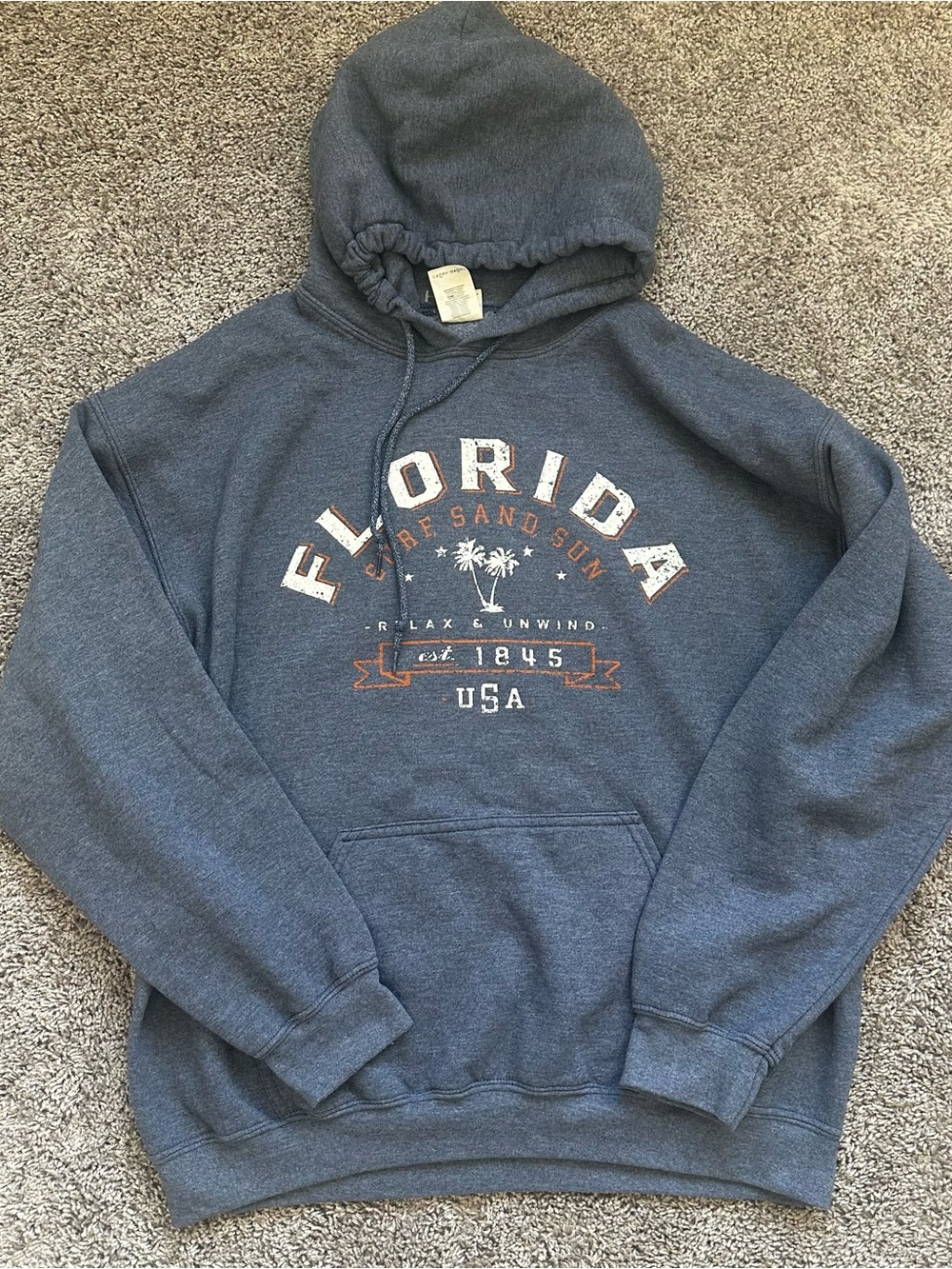 Gildan Heather Navy Florida Graphic Hoodie